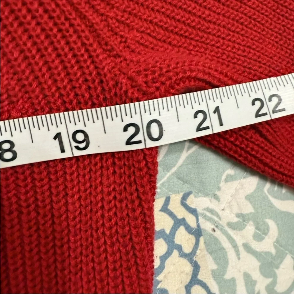 J.Crew Red Crewneck Sweater Gold Buttons J.Crew Factory Medium